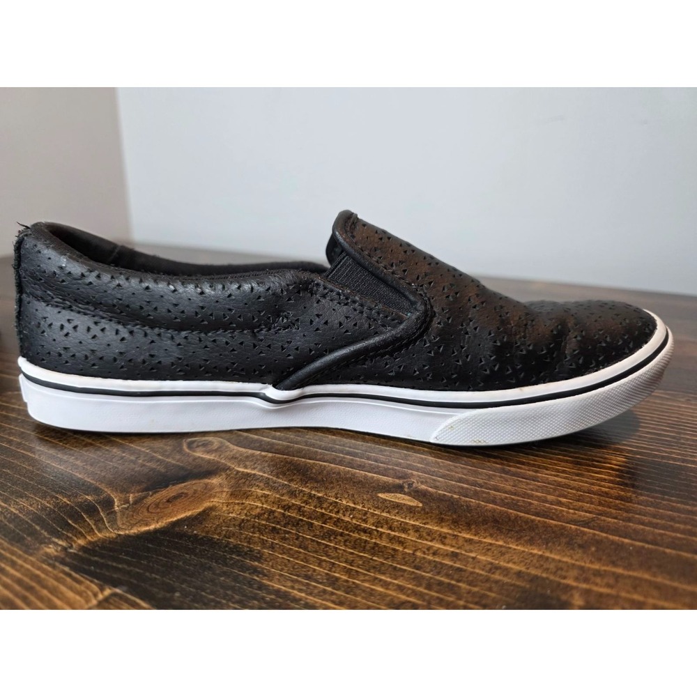 VANS Women's Sneakers Size 8.5 UK 6 Black Leather Slip On Skate Shoes‎ 721356 - Picture 6 of 13